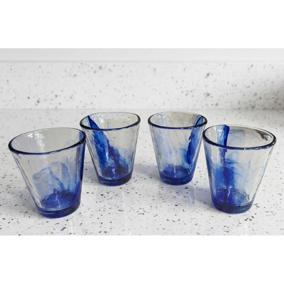 Bormioli Rocco Other - Bormioli Rocco 12 oz Italy Murano Cobalt Blue Swirl Textured Glasses Set of 4